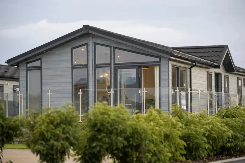 Interior of a luxury holiday lodge with high-end fittings