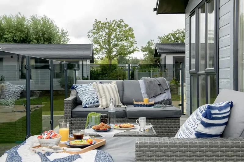 Peaceful woodland setting around a luxury lodge