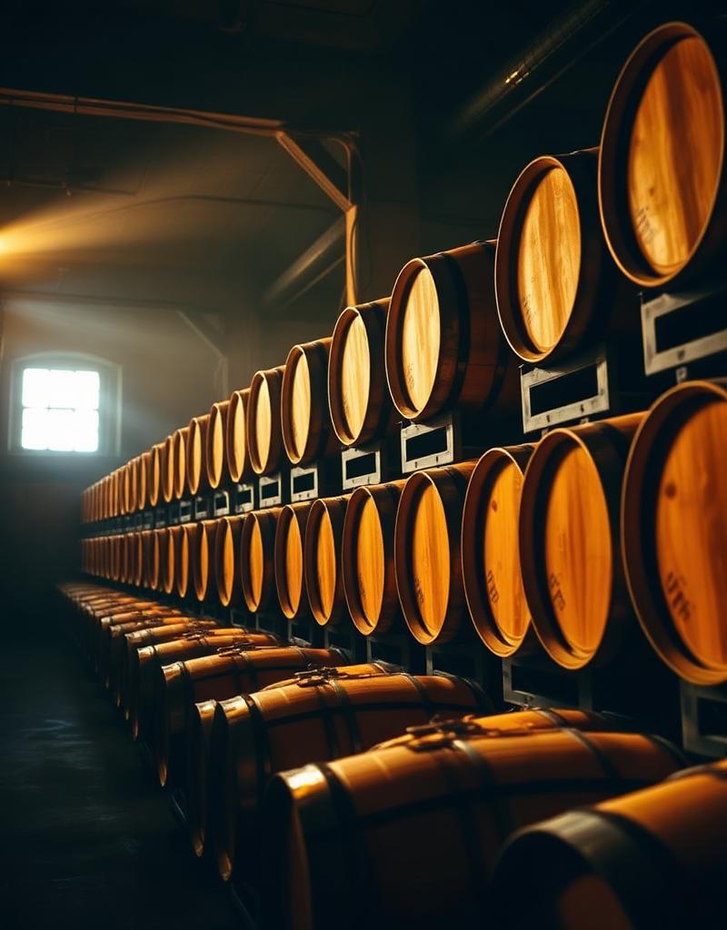 Scotch whisky casks in a bonded warehouse
