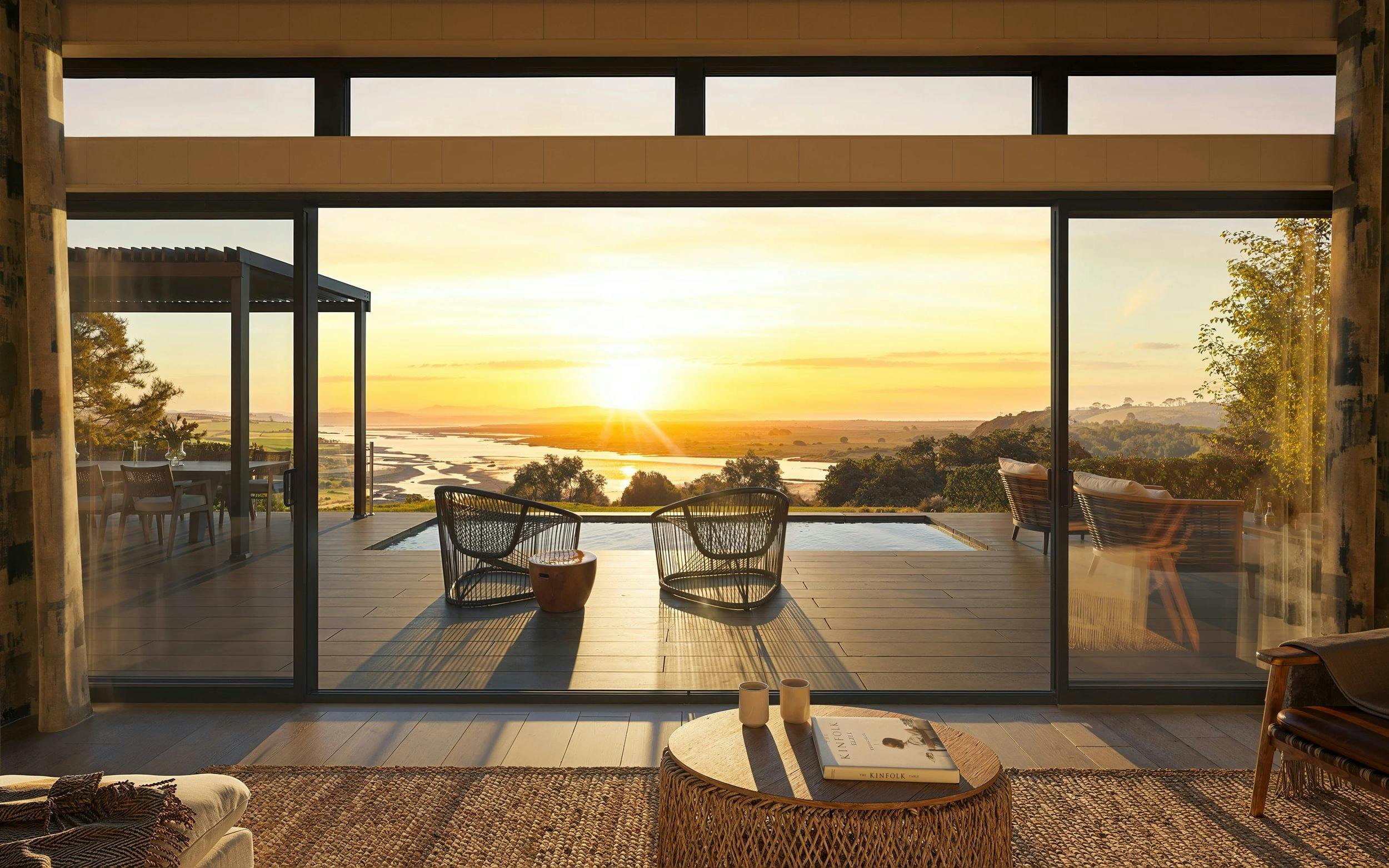 Lodge owners enjoying a scenic resort setting
