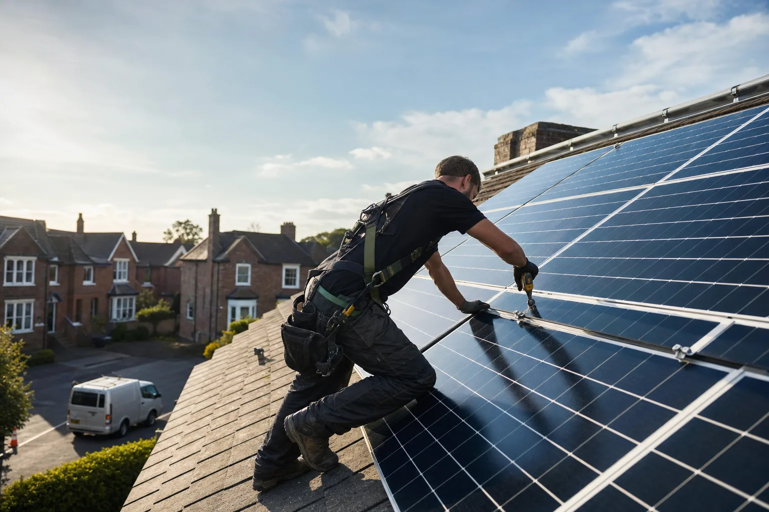 Solar panels installed on a UK home roof