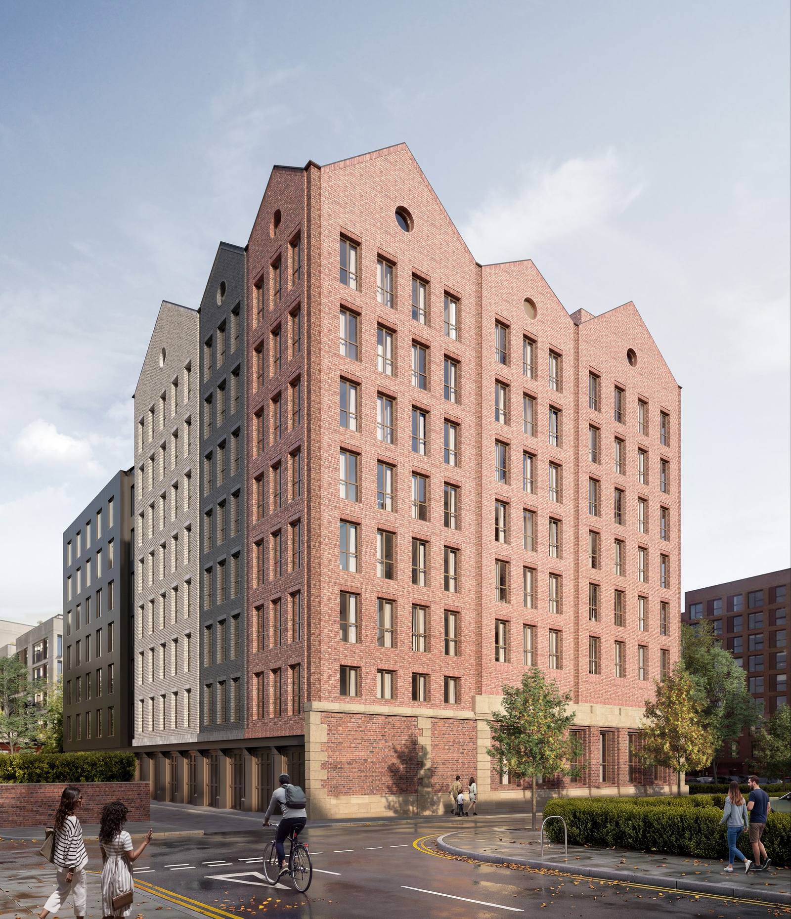 The red-brick Peelers Yard apartment building in Manchester