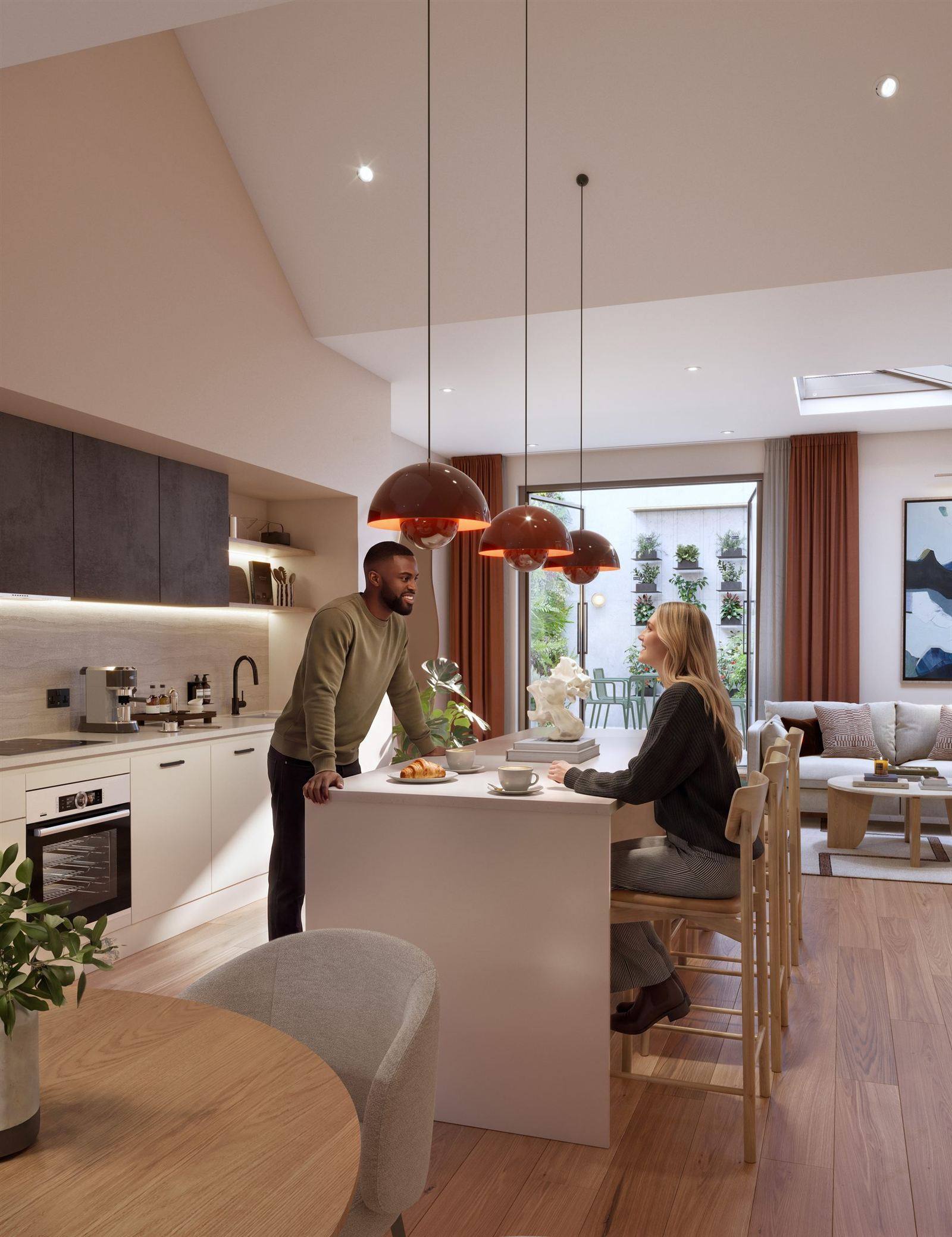 The kitchen and dining area at Peelers Yard