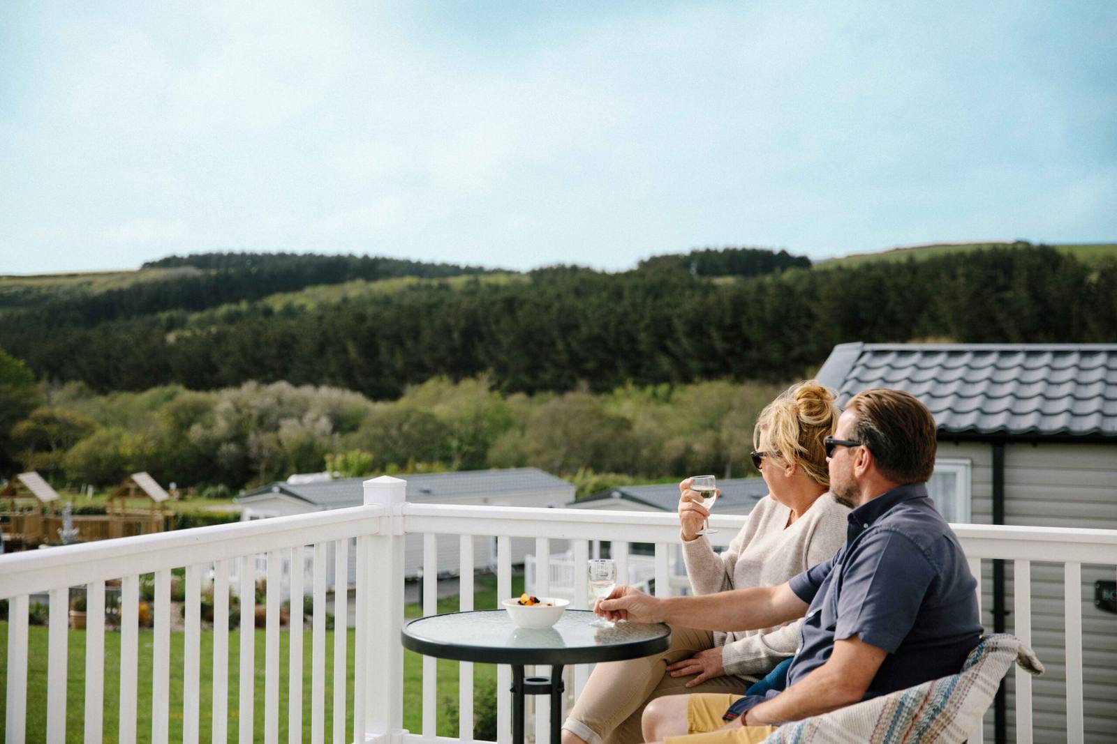 Decking outside a holiday home at Sun Haven Holiday Park